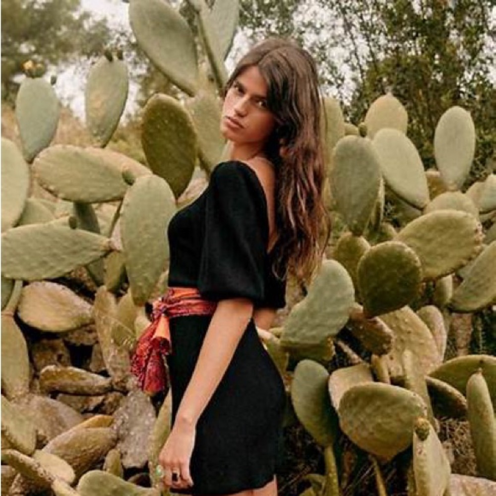 Black Off-the-Shoulder Puff Sleeve Mini Sundress